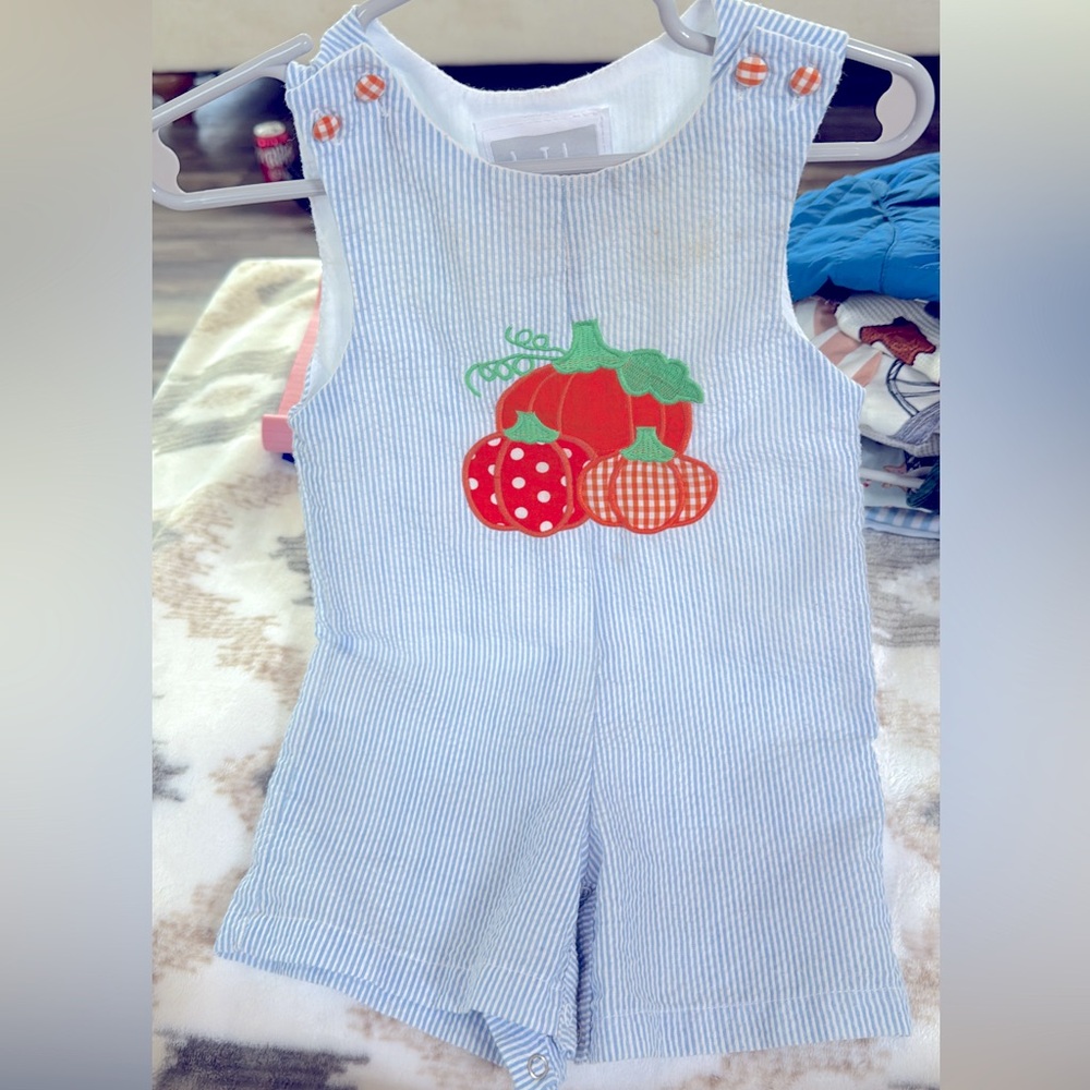 Lil cactus pumpkin smock longall romper worn once